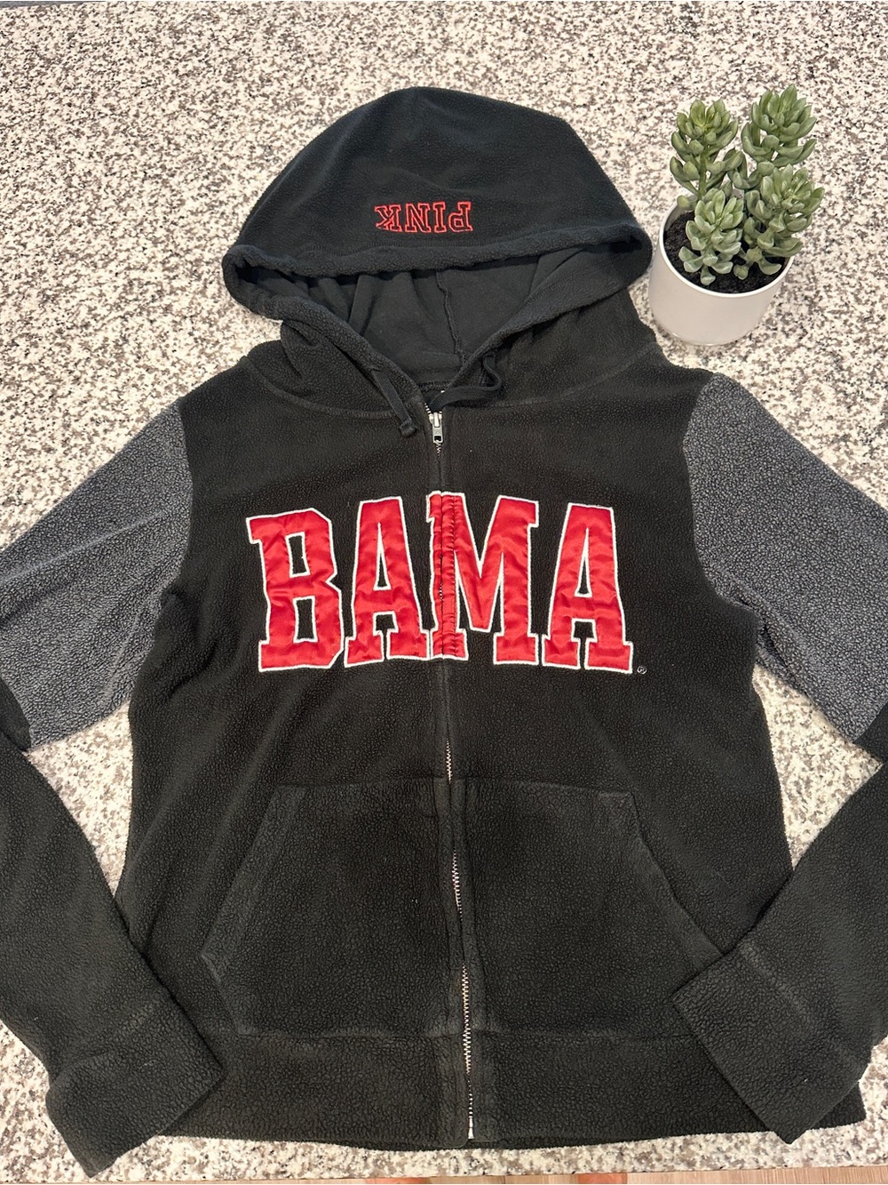 PINK Victoria's Secret Black Zip Hoodie Alabama Crimson Tide